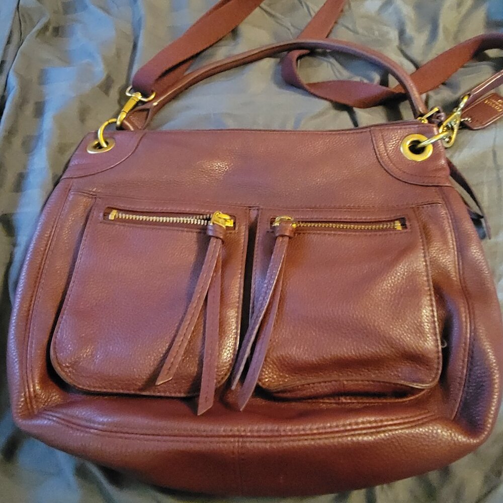 Burgundy Fossil Cross-body satchel